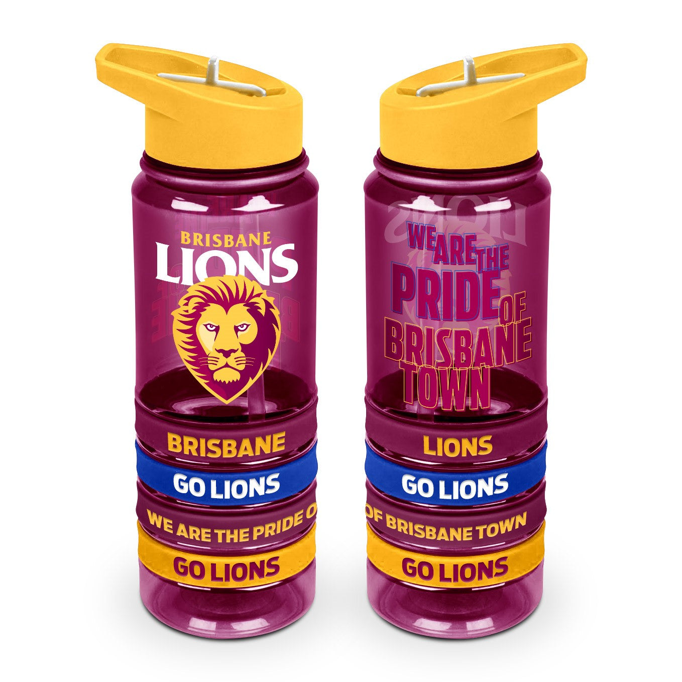 AFL Brisbane Lions Tritan Drink Bottle with Wrist Bands