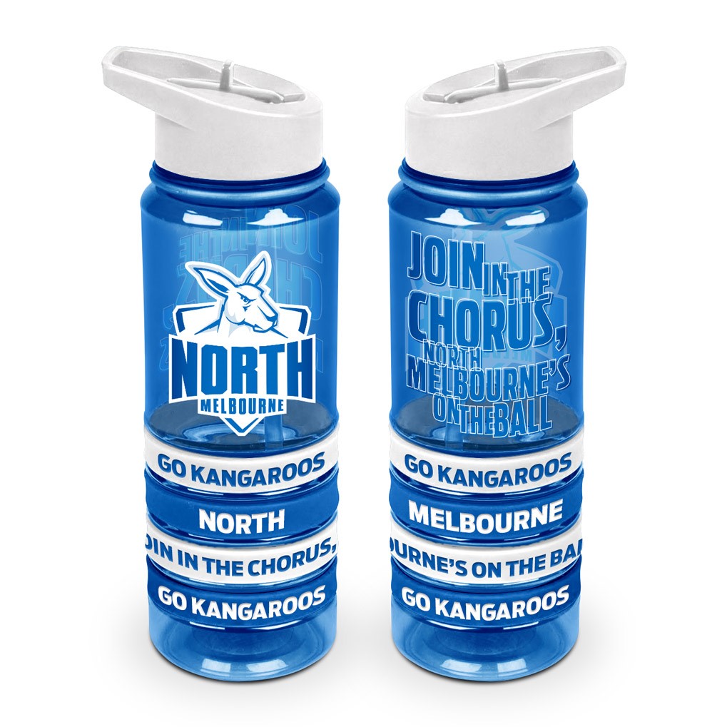 AFL North Melbourne Kangaroos Drink Bottle with Wrist Bands