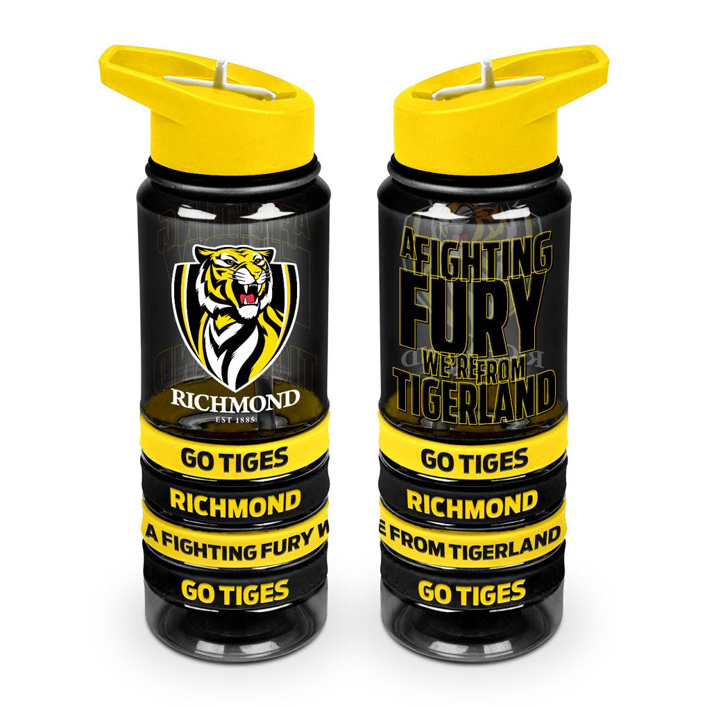 AFL Richmond Tigers Drink Bottle with Wrist Bands