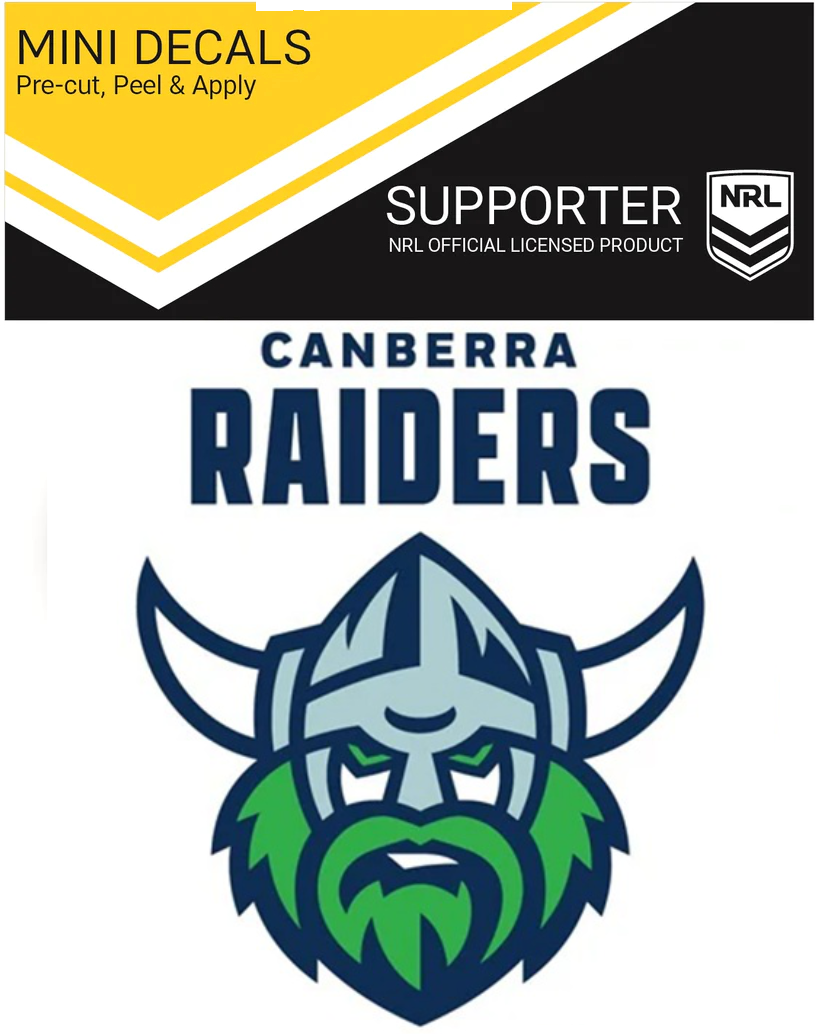NRL Canberra Raiders Mini Decals Set of 2 Stickers 8x7cm Cars UV Outdoor OK
