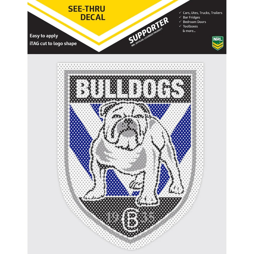 NRL Canterbury Bulldogs See Thru Decal Sticker 15cm(W) x 19cm(H) Club Logo
