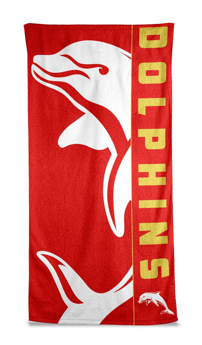 NRL Redcliffe Dolphins Beach Towel -150x75cm (Gym, Swimming, Shower, Bath)