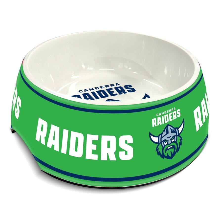 NRL Canberra Raiders Dog Bowl Melamine 710ml - 16cm x 7cm Inner bowl - 23cm Base