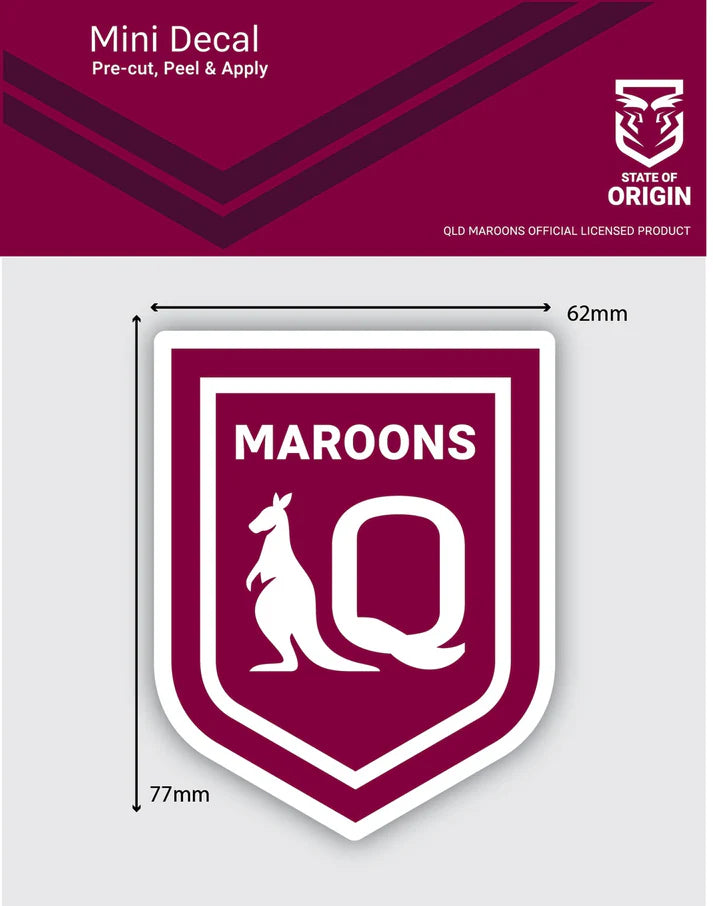 QLD Maroons State of Origin - 1 Mini Decal Sticker 8x6cm Indoor Outdoor UV Cars NRL