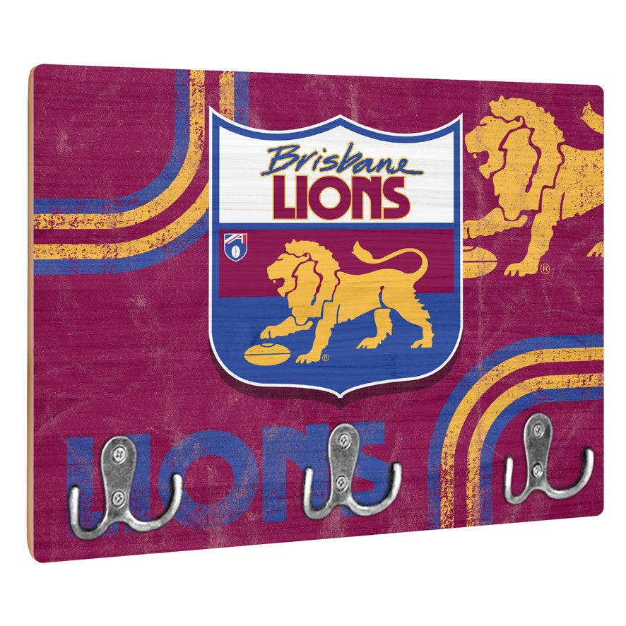 AFL Heritage Brisbane Lions Wall Key Rack Holder - Retro