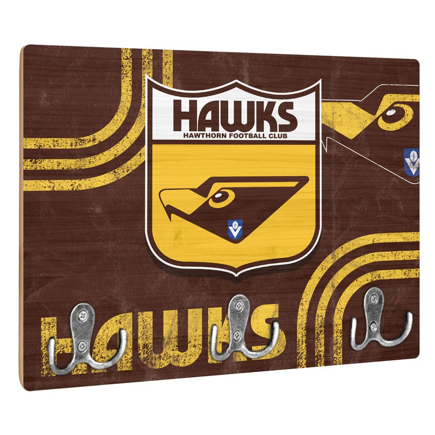 AFL Heritage Hawthorn Hawks Wall Key Rack Holder - Retro