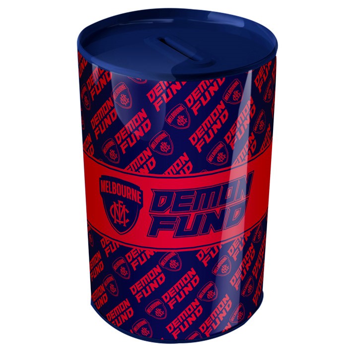 AFL Melbourne Demons Tin Money Box with Coin Slot
