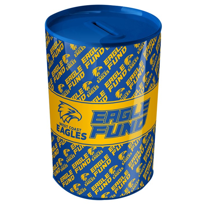 AFL West Coast Eagles Tin Money Box with Coin Slot