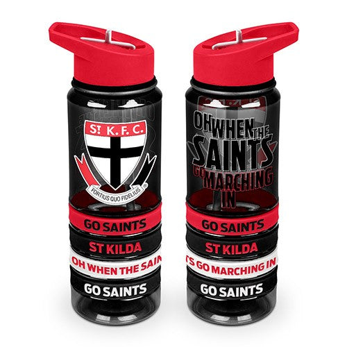 AFL St Kilda Saints Tritan Drink Bottle with Wrist Bands