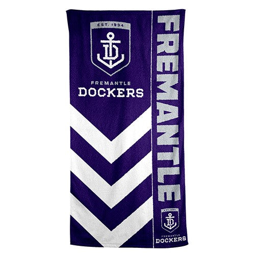 AFL Fremantle Dockers Beach Towel -150x75cm (Gym, Swimming, Shower, Bath)