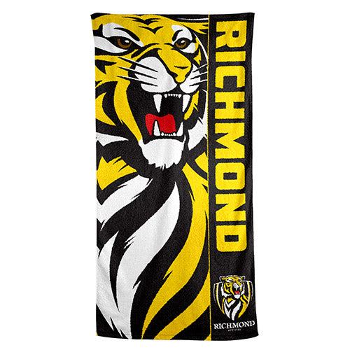AFL Richmond Tigers Beach Towel - 150x75cm (Gym, Swimming, Shower, Bath)