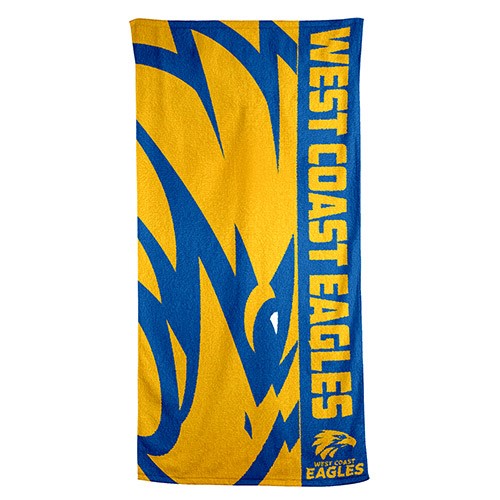 AFL West Coast Eagles Beach Towel - 150x75cm (Gym, Swimming, Shower, Bath)