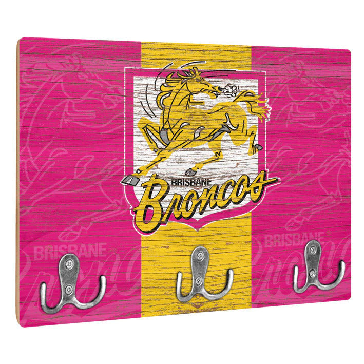 NRL Brisbane Broncos Wall Key Rack Holder - Retro Heritage