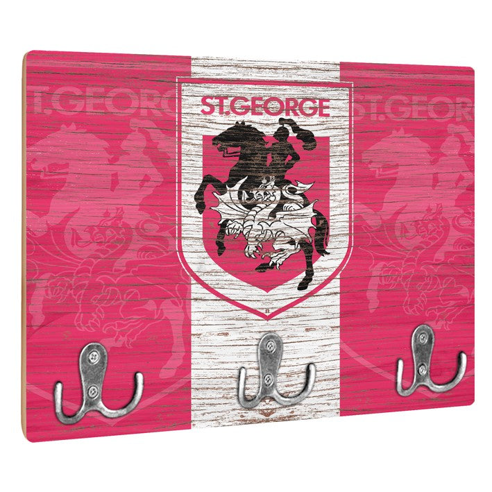 NRL Heritage St George Dragons Wall Key Rack Holder - Retro