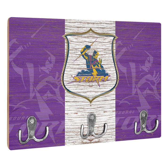 NRL Heritage Melbourne Storm Wall Key Rack Holder - Retro