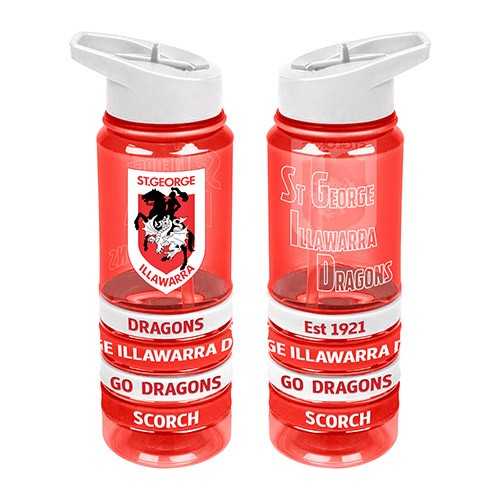 NRL St George Illawarra Dragons Tritan Drink Bottle with Wrist Bands