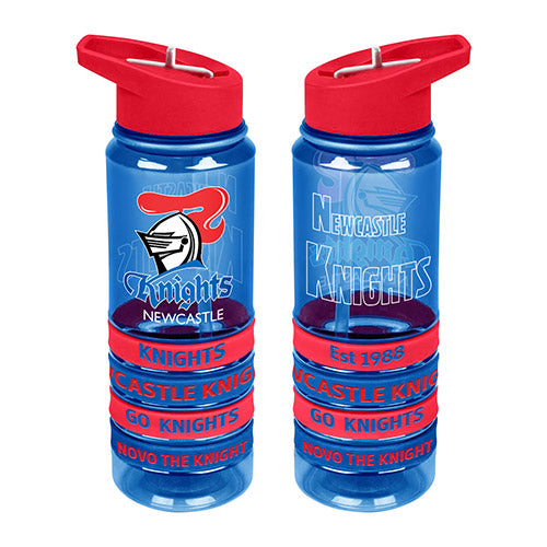 NRL Newcastle Knights Tritan Drink Bottle with Wrist Bands
