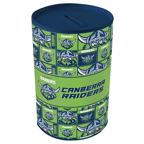 NRL Canberra Raiders Tin Money Box with Coin Slot