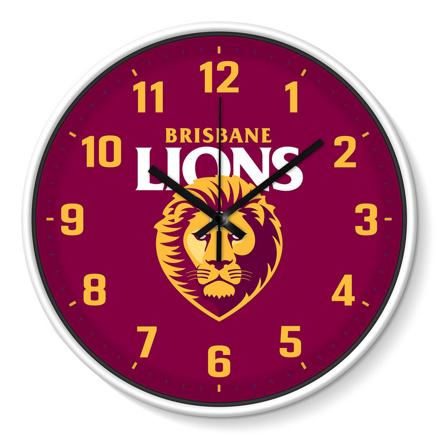 AFL Brisbane Lions Wall Clock 30cm