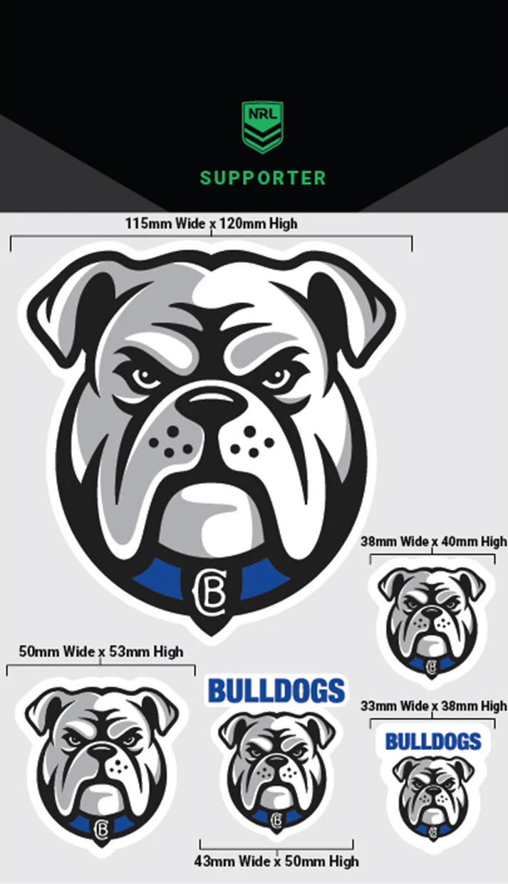NRL Canterbury Bankstown Bulldogs Decals Sheet (New Logo) Outdoor Indoor Stickers