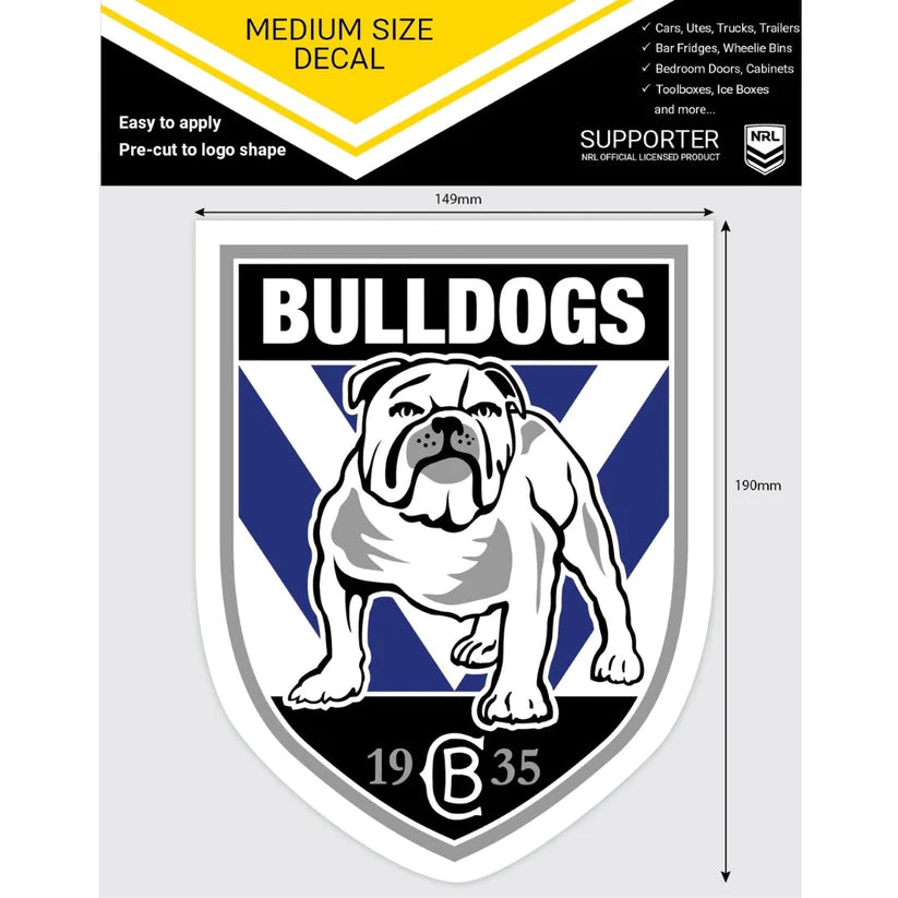 NRL Canterbury Bulldogs Medium Size Decal 15cm(W)x19cm(H)Outdoor Indoor Stickers