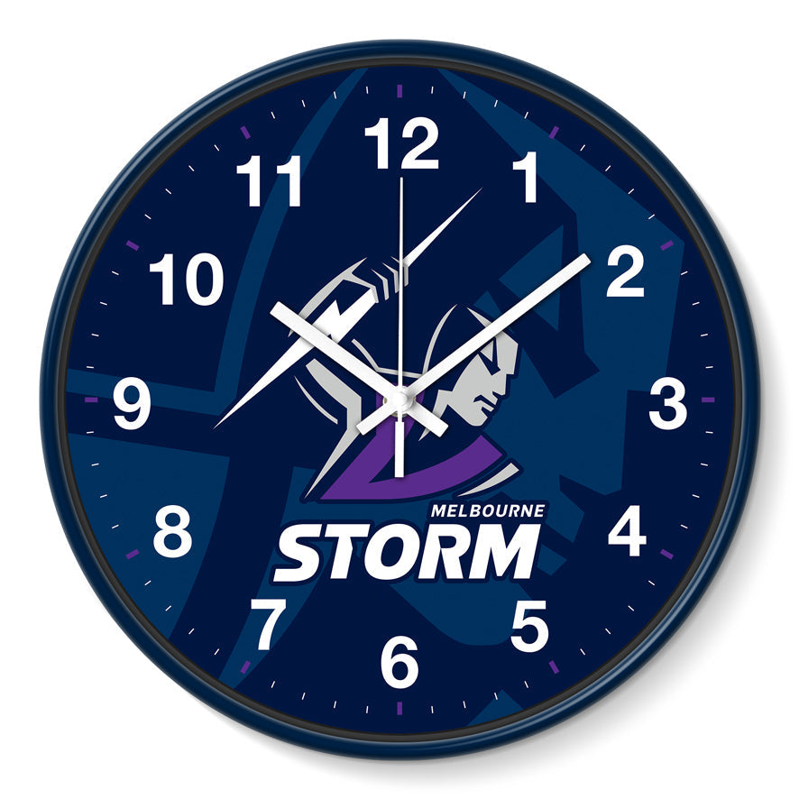 NRL Melbourne Storm Wall Clock 30cm