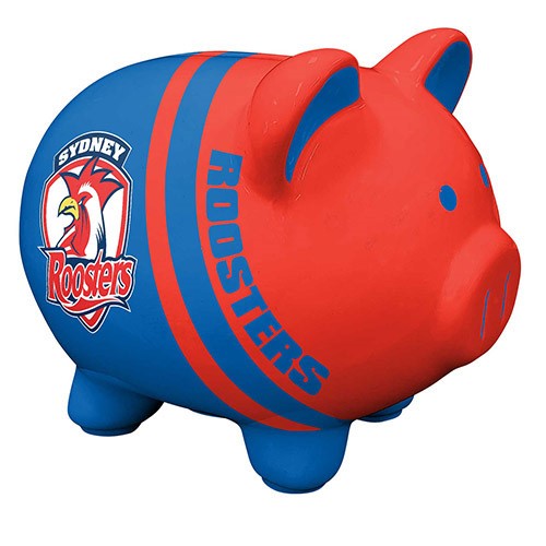 NRL Sydney Roosters Piggy Bank Money Box with Coin Slot