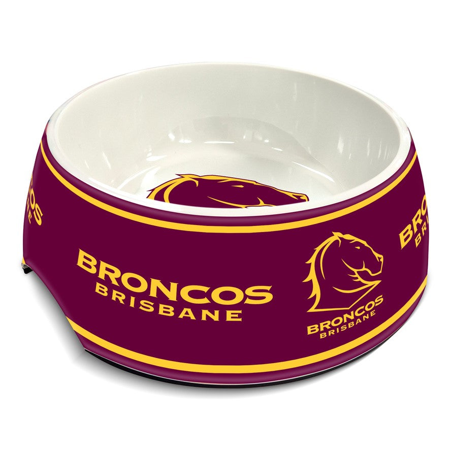 NRL Brisbane Broncos Dog Bowl Melamine 710ml - 16cm x 7cm Inner bowl - 23cm Base