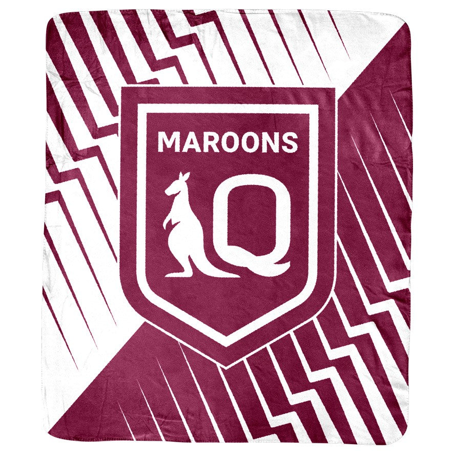 2026 Origin QLD Maroons Coral Fleece Throw Rug Blanket - 150cm(W) x 130cm(L) State of Origin