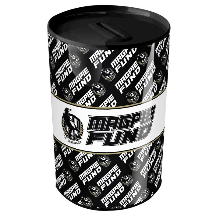 AFL Collingwood Magpies Tin Money Box with Coin Slot - Gift Christmas Birthday