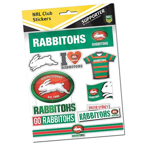 NRL South Sydney Rabbitohs Stickers Sheet - Logo & Wordmark -Registered Delivery