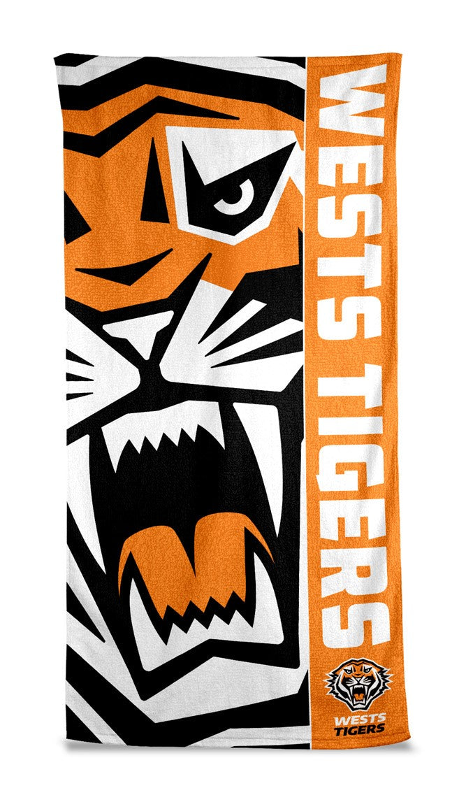 NRL Wests Tigers Beach Towel -150x75cm (Gym, Swimming, Shower, Bath) Gift idea