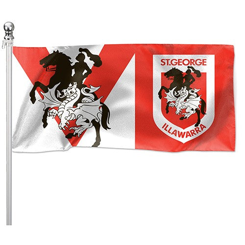 NRL St George Illawarra Dragons - Large Flag Pole Style - 180cm x 90cm (Pole not included)