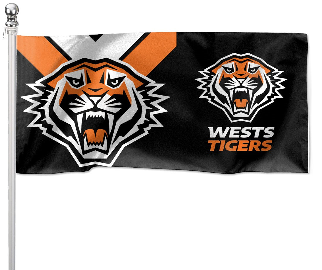 NRL Wests Tigers - Large Flag Pole Style - 180cm x 90cm (Pole not included)