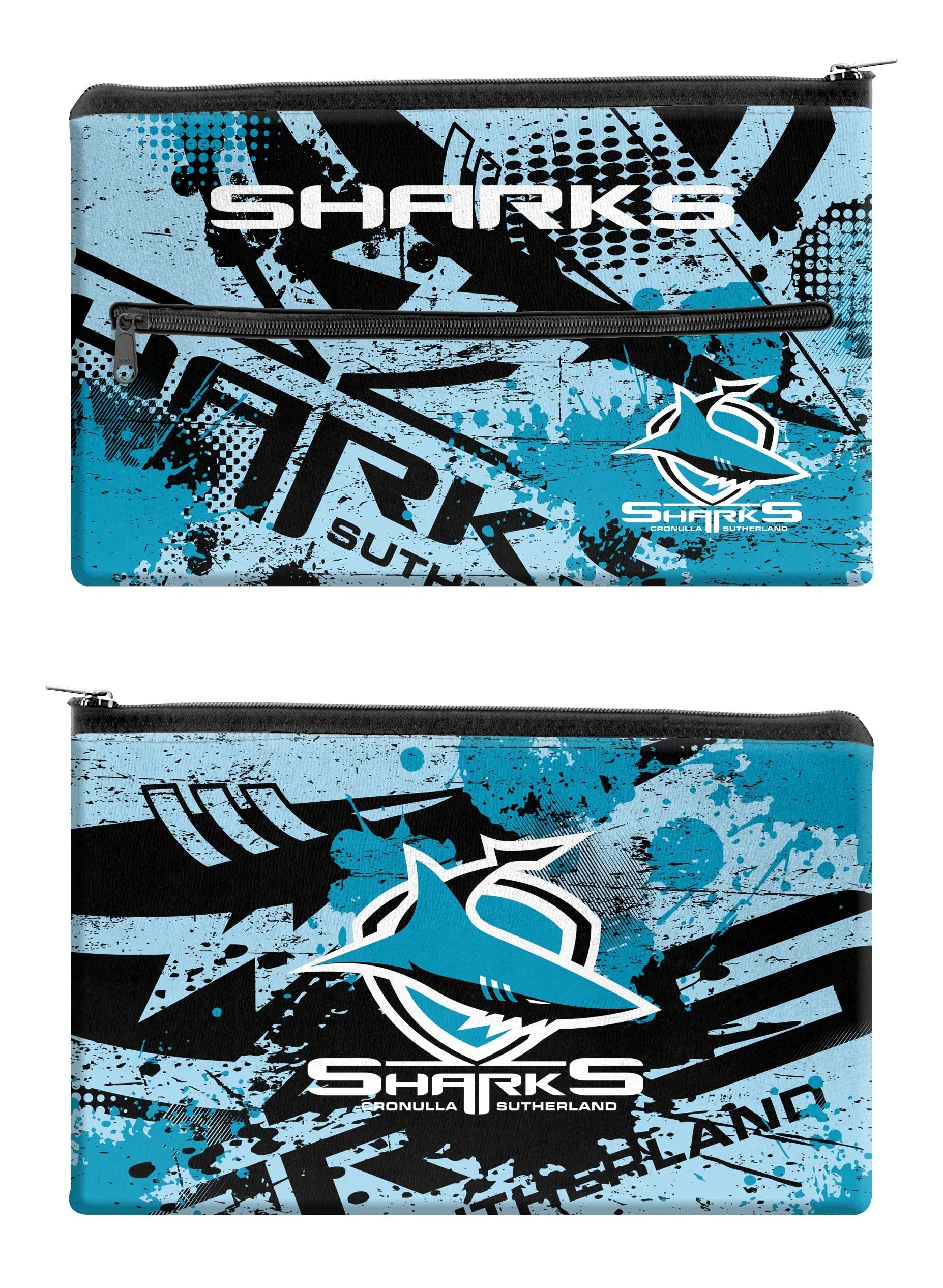 NRL Cronulla Sutherland Sharks Pencil Case - Large Neoprene 33cm x 21cm