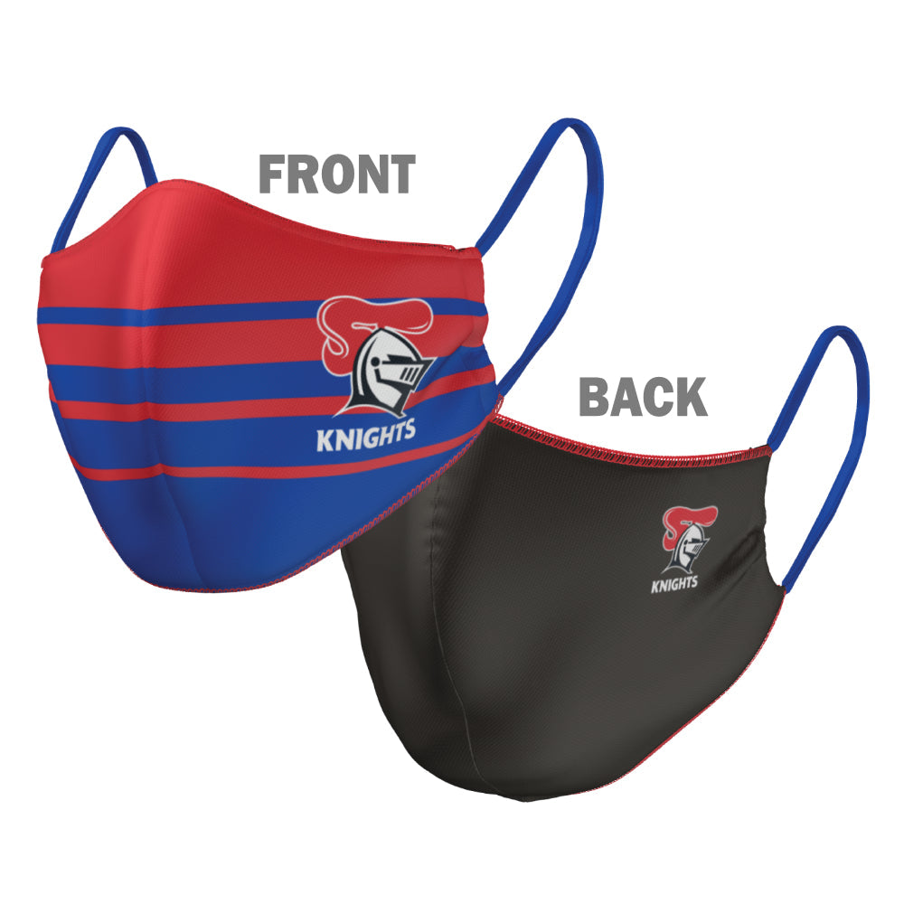 NRL Newcastle Knights Face Mask - 3 Sizes: Large, Small, Kids - Reversible