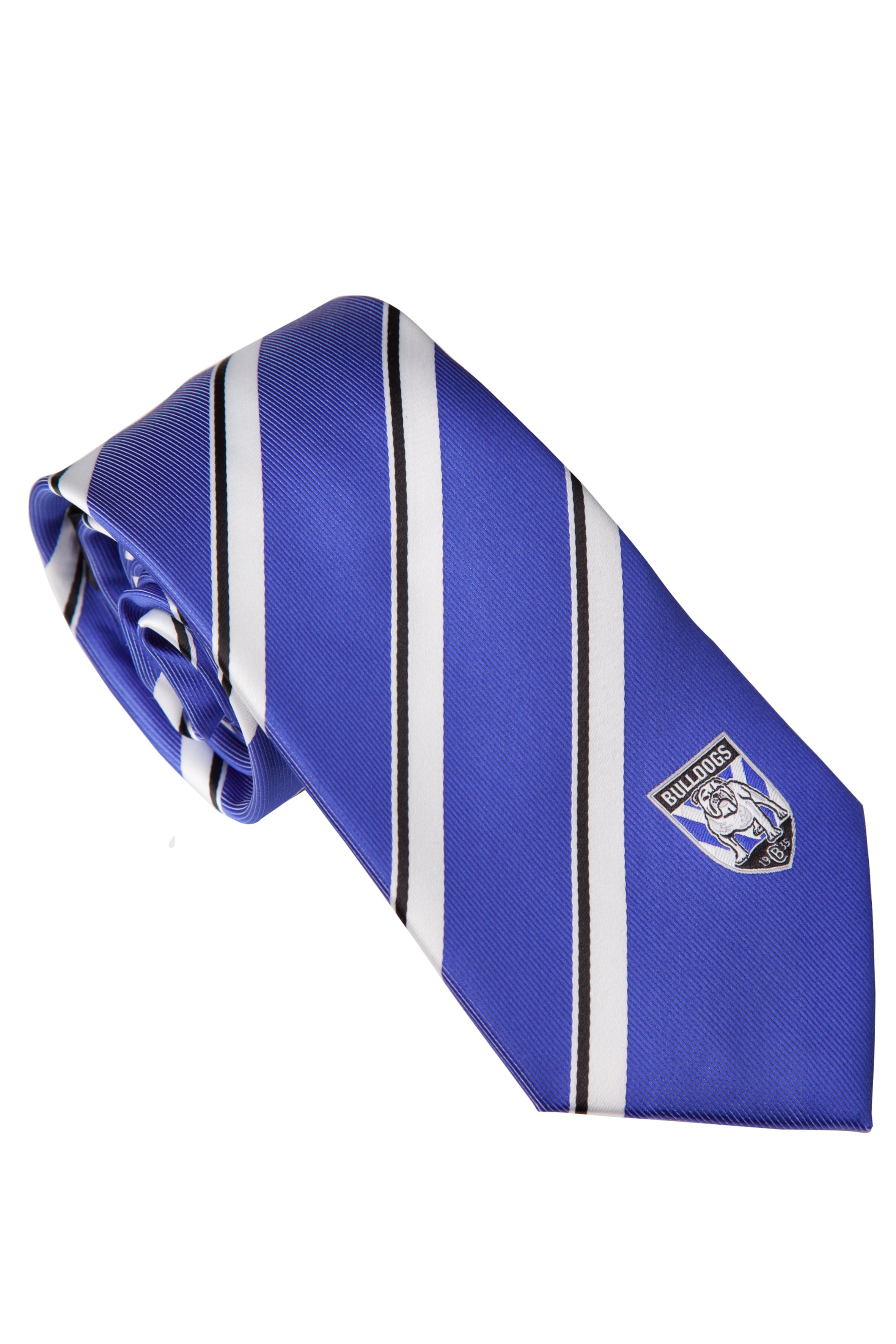 NRL Canterbury Bankstown Bulldogs Tie - Striped with embroidered team logo