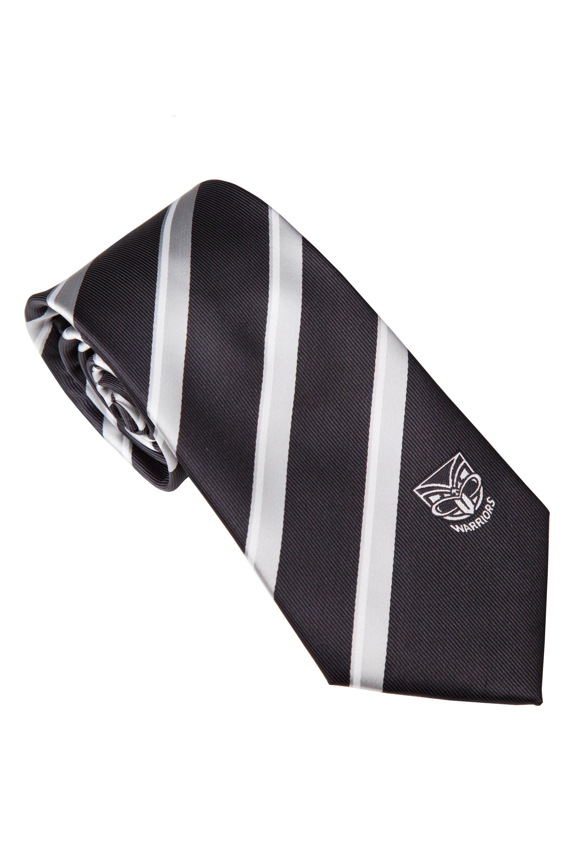 NRL New Zealand Warriors Tie Retro Logo - Striped with embroidered team logo